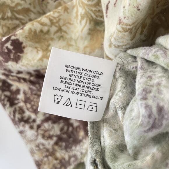 Y2K Boho Floral Print Top Women’s M Ruched Sides Forest Fairy Stretch Tee Earthy - Picture 3 of 7